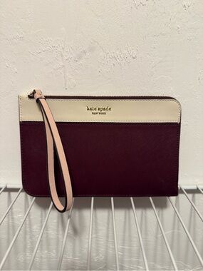 kate spade Two-Tone Burgundy, Cream & Pink Wristlet